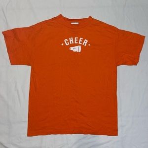 Nike Cheer Shirt Womens Large Athletic Orange Short Sleeve Logo Graphic Outdoor